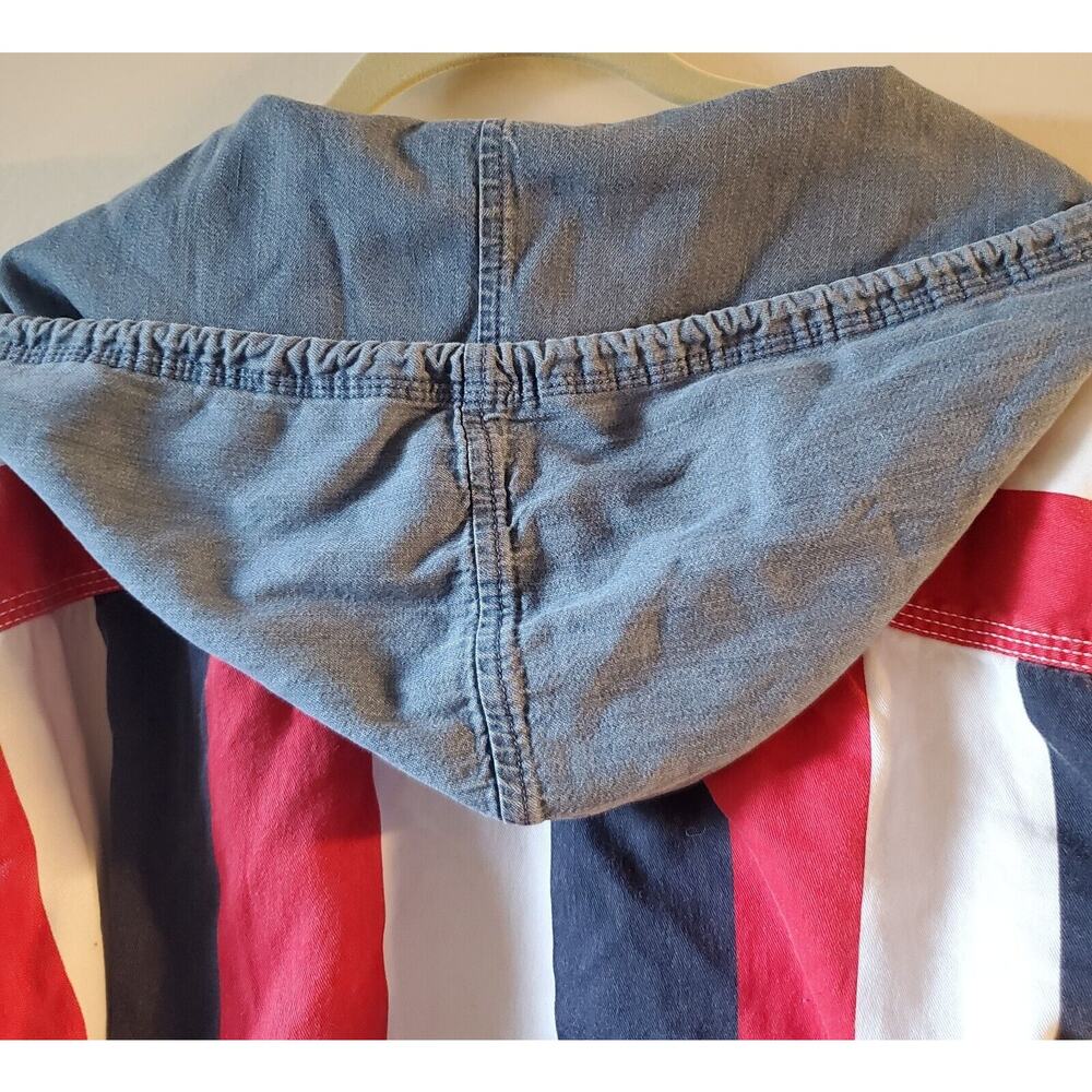 Vintage Tommy Hilfiger Denim Mens M Hooded Shirt Color Stripe Y2K - Picture 7 of 13